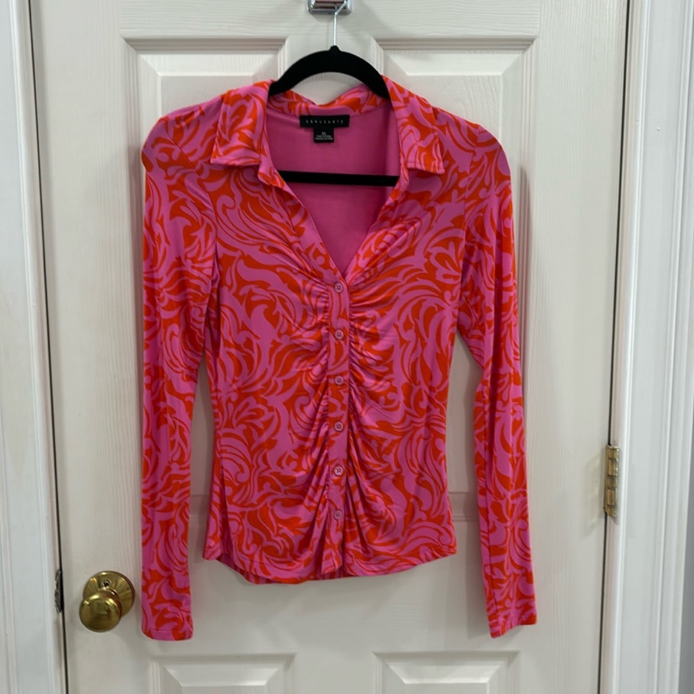 Long sleeve color block shirt